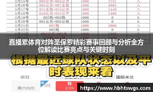 直播累体育对阵圣保罗精彩赛事回顾与分析全方位解读比赛亮点与关键时刻