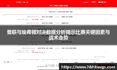 曼联与埃弗顿对决数据分析揭示比赛关键因素与战术走势